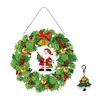 DIY Diamond Painting Hanging Christmas Flower Wreath With Lamp String Kit Home Door Decor