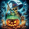 Diamond Painting - Partial Special Shaped Drill - Halloween Skeleton(Canvas|30*30cm)