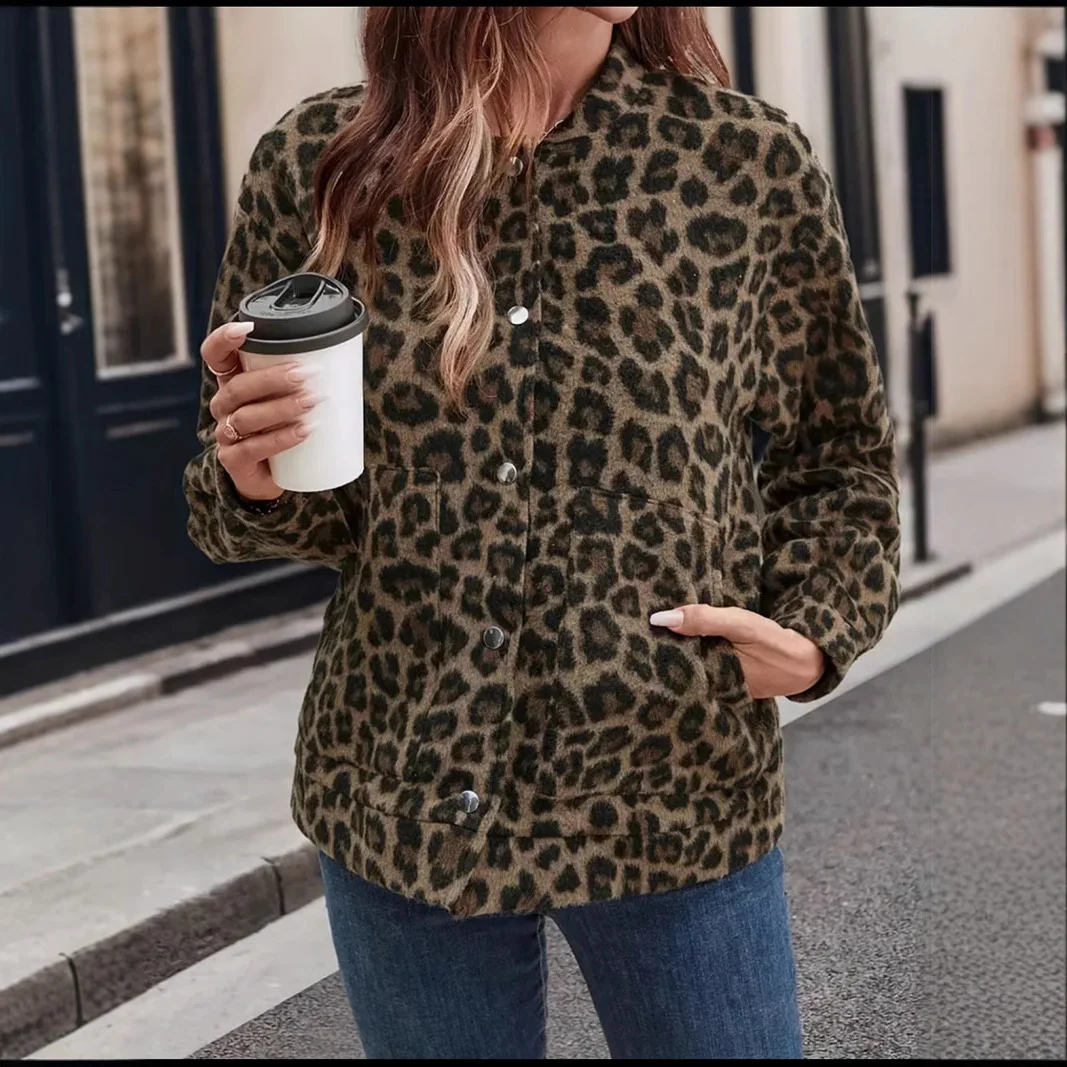 Nigikala Nigikala Blouse Coat Women's Spring And Autumn Leopard Print Retro Temperament Casual Blouse