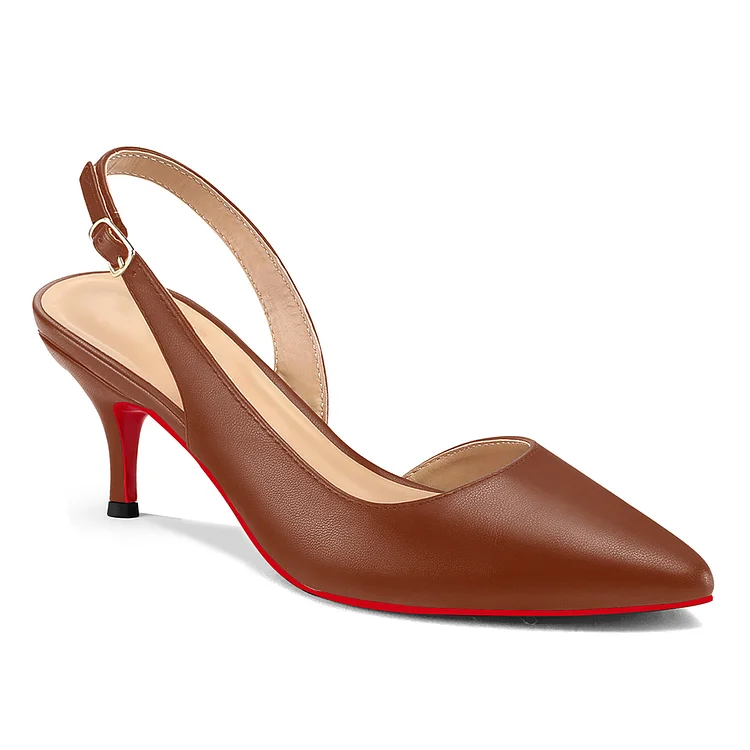 65mm/2.56 Inch Women's Pointed Toe Slingback Side Hollow Matte High Heels Red bottom High Heels Comfortable Dress Shoes VOCOSI VOCOSI