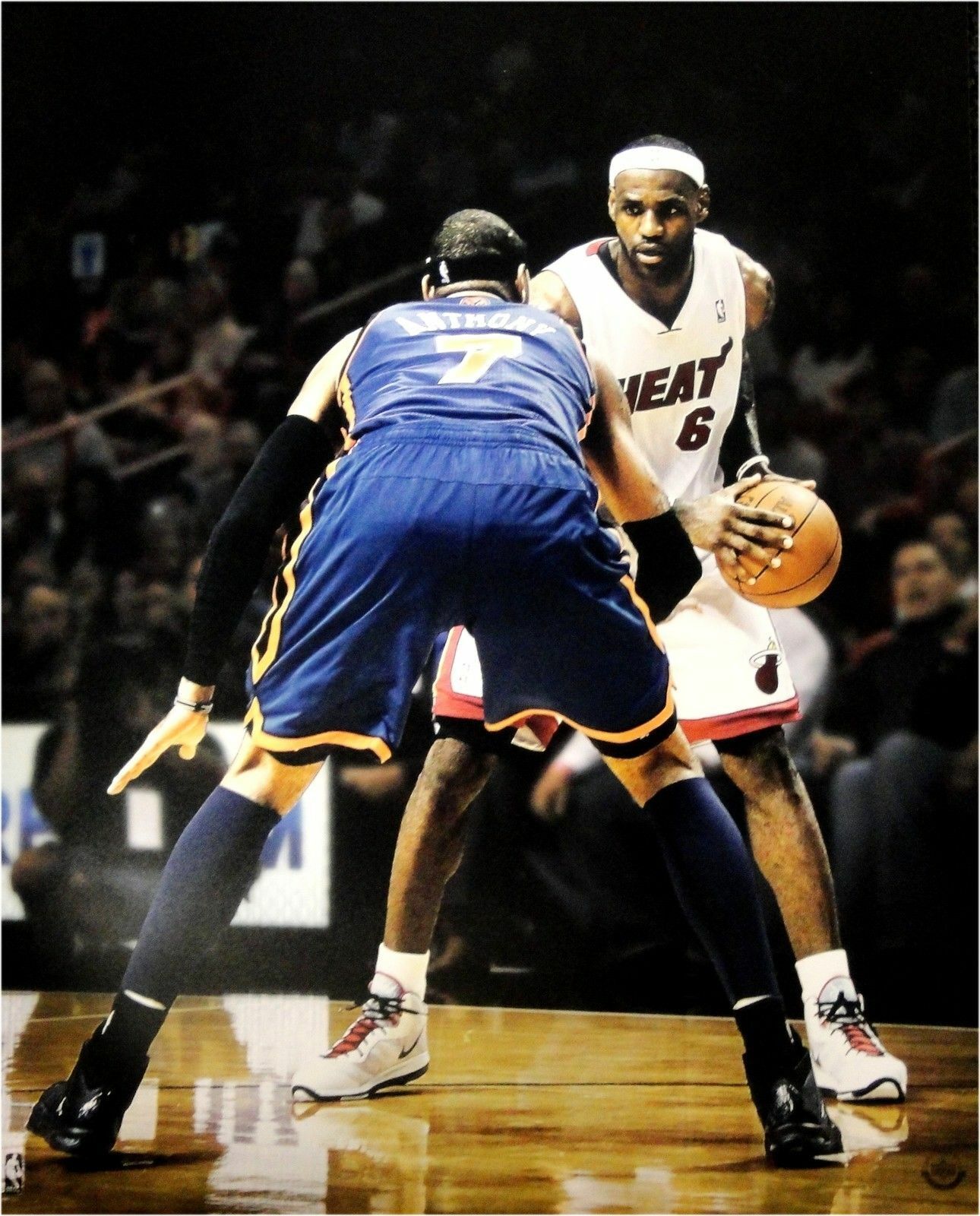 Lebron James UNSIGNED 16x20 Photo Poster painting VS Carmelo Anthony Miami Heat VS Knicks UDA