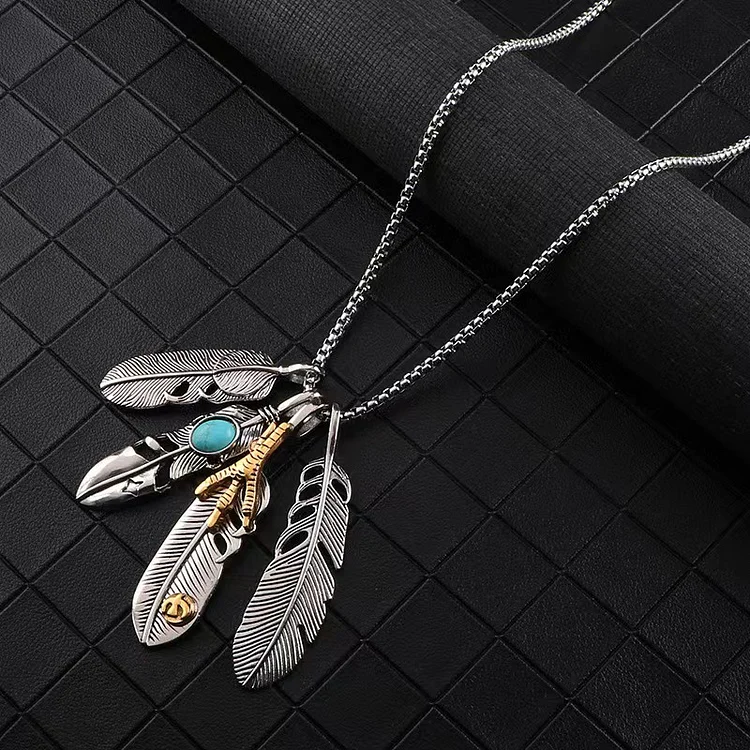 Feather Eagle Claw Retro Long Necklace