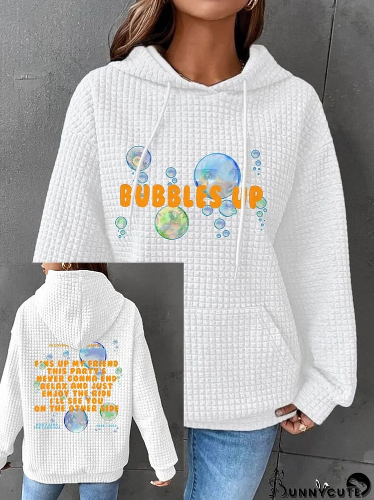 Women's Bubbles Up Print Waffle Hoodie