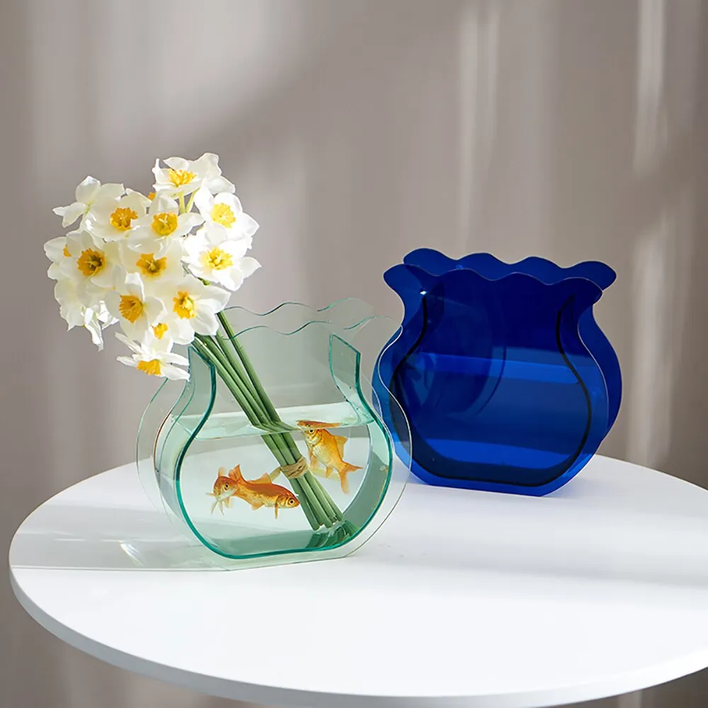 Nordic Decoration Home Acrylic Vase Table Decoration Living Room Terrarium Transparent Flower Arrangement Decorative Vases Gifts
