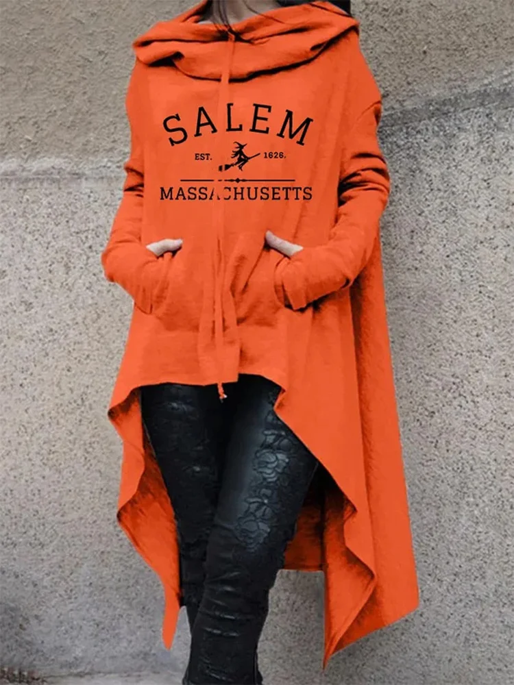 Comstylish Women's Salem Massachusetts Printed Irregular Long Sleeve Sweatshirt