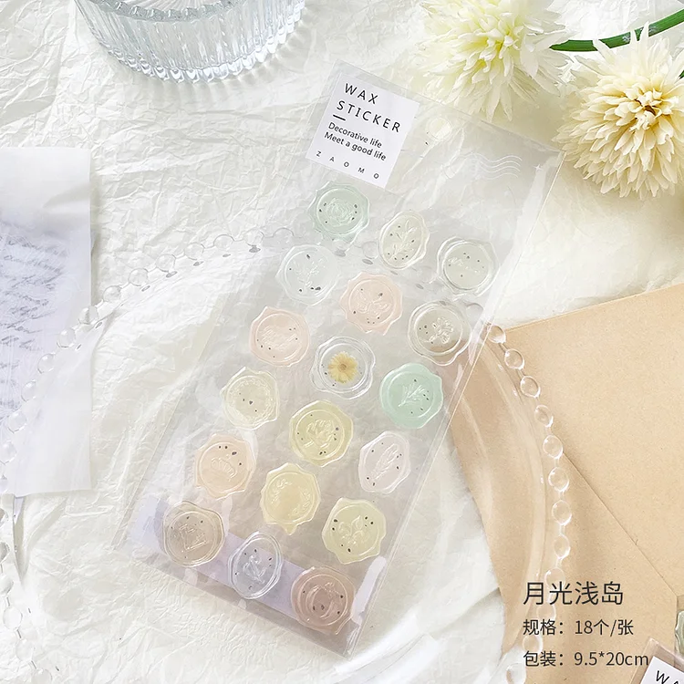Journalsay 18 Pcs/pack Candy Wax Paint Series Kawaii Three-dimensional Envelope Seal Sticker