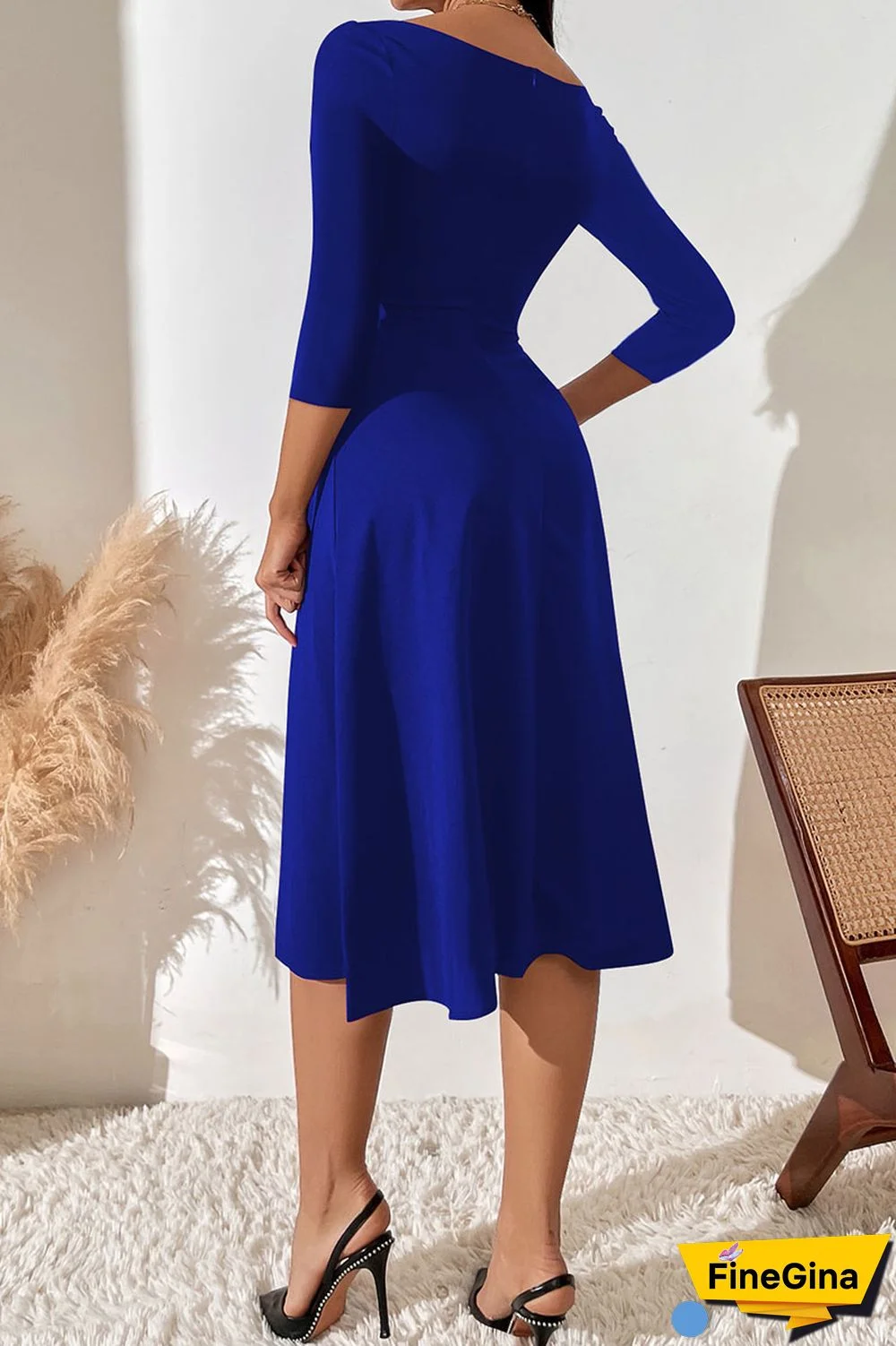 Black Casual Solid Patchwork V Neck A Line Dresses