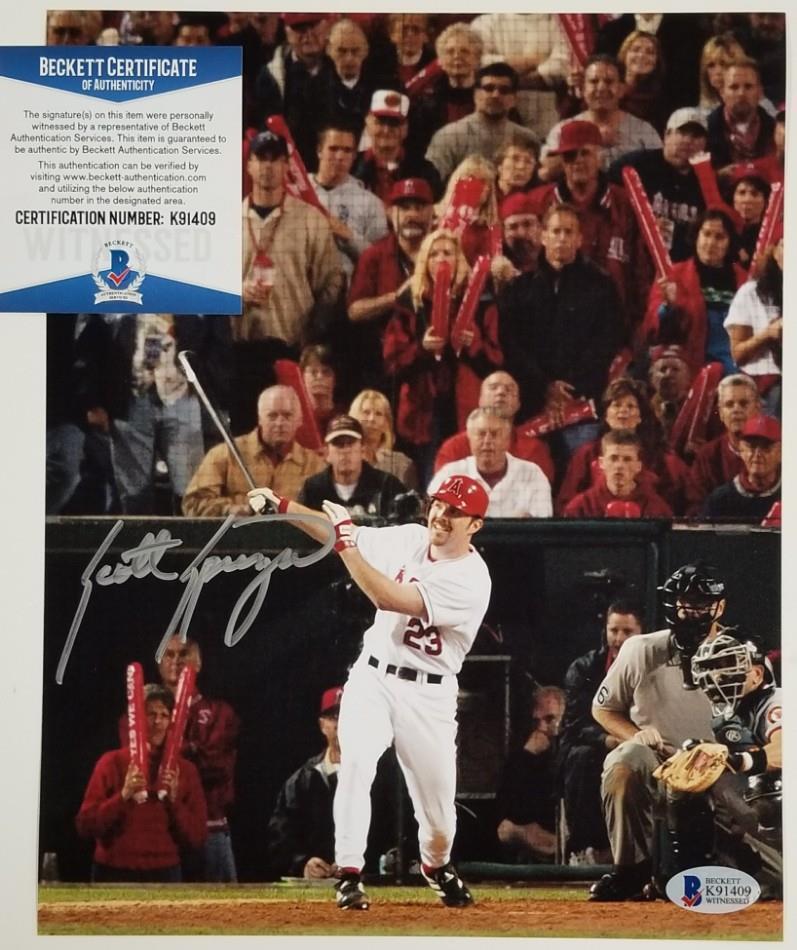 SCOTT SPIEZIO Signed Angels 2002 World Series 8x10 Photo Poster painting #1 ~ Beckett BAS COA