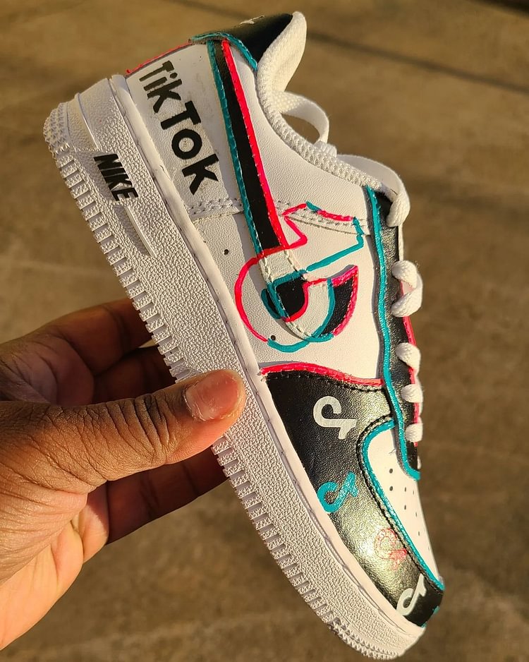 Custom Hand-Painted Sneaker - "TikTok"