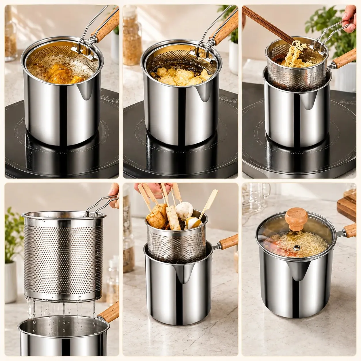 Compact personal deep fryer size and included accessories