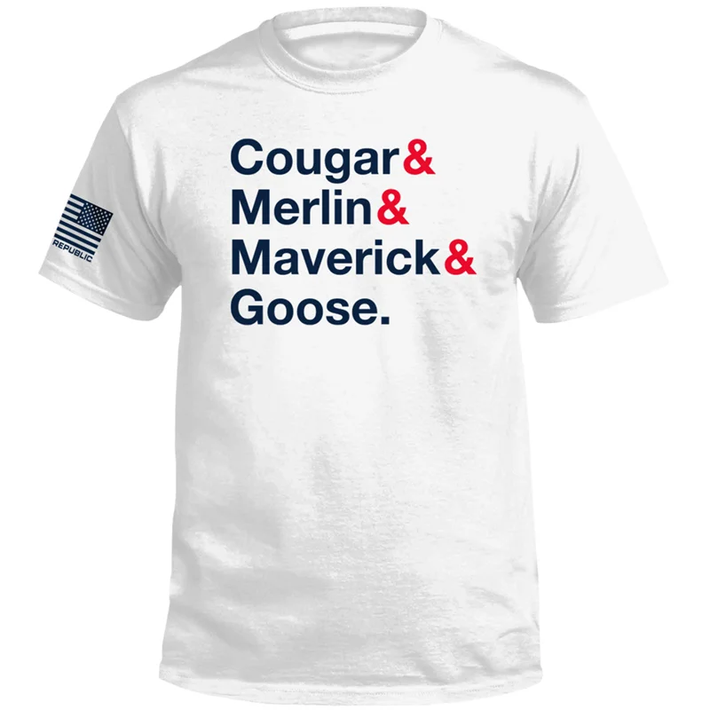 "Cougar & Merlin & Maverick & Goose"Print T-Shirt