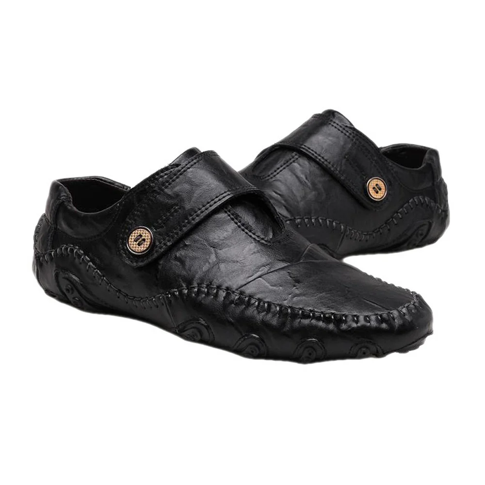 Smiledeer Spring and summer new button leather casual men's shoes