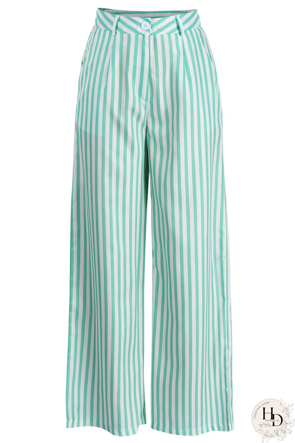 Red Casual Striped Print Patchwork Straight High Waist Wide Leg Full Print Bottoms