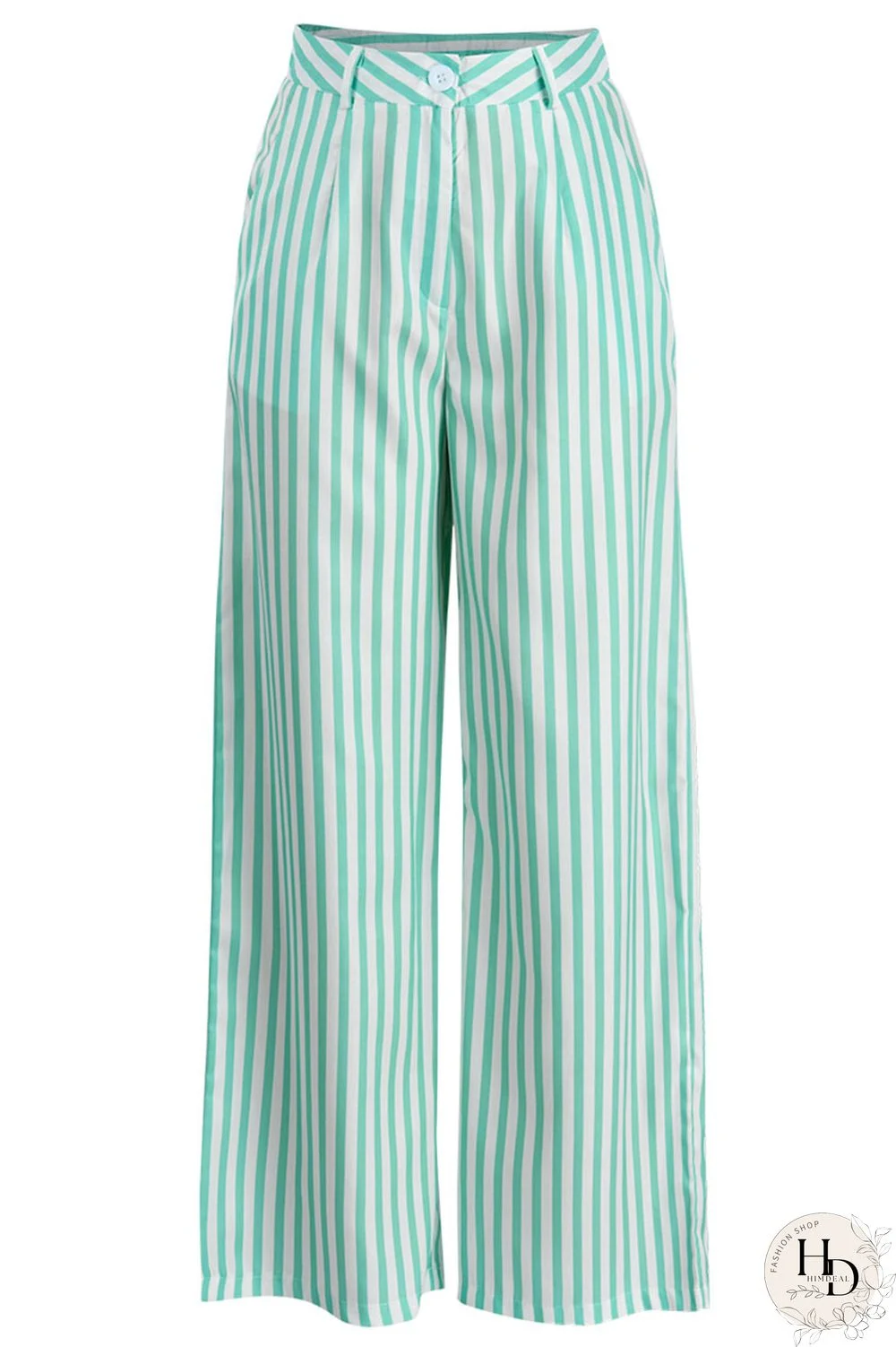 Red Casual Striped Print Patchwork Straight High Waist Wide Leg Full Print Bottoms