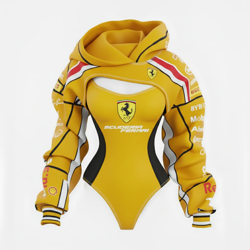 2026 New Women's Racing Team Logo Digital Print Irregular Cut Suit