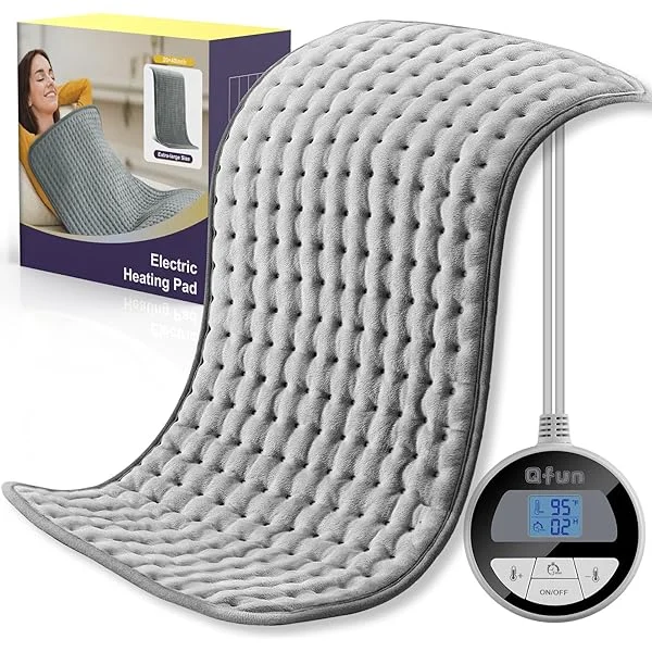 Heating Pad for Back Pain Relief Large 17 x 33, Electric Heated Pad Moist for Back Pain Muscle，Soft Heating Pads for Cramps, Abdomen, Waist, Neck, Shoulder with Heat Settings and Auto-Off (Gray) 17 x 33 Gray