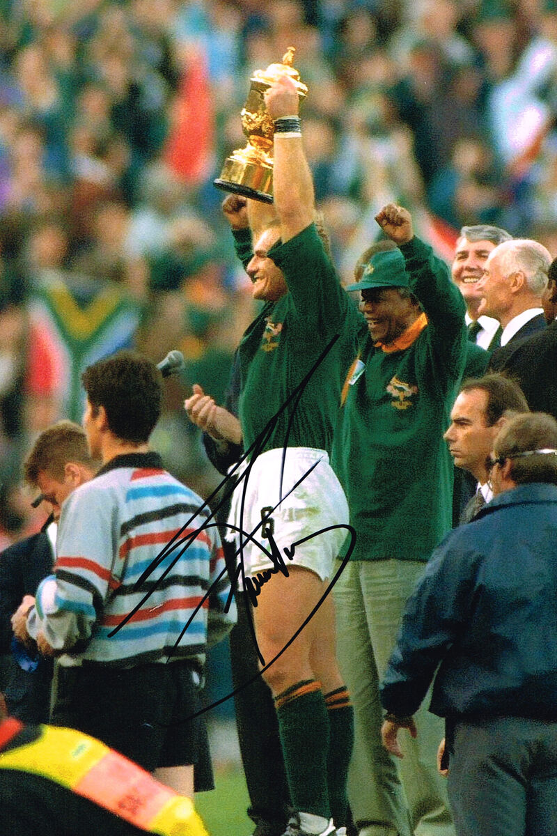 Francois PIENAAR Hand Signed Autograph 12x8 Photo Poster painting AFTAL COA with Nelson Mandela