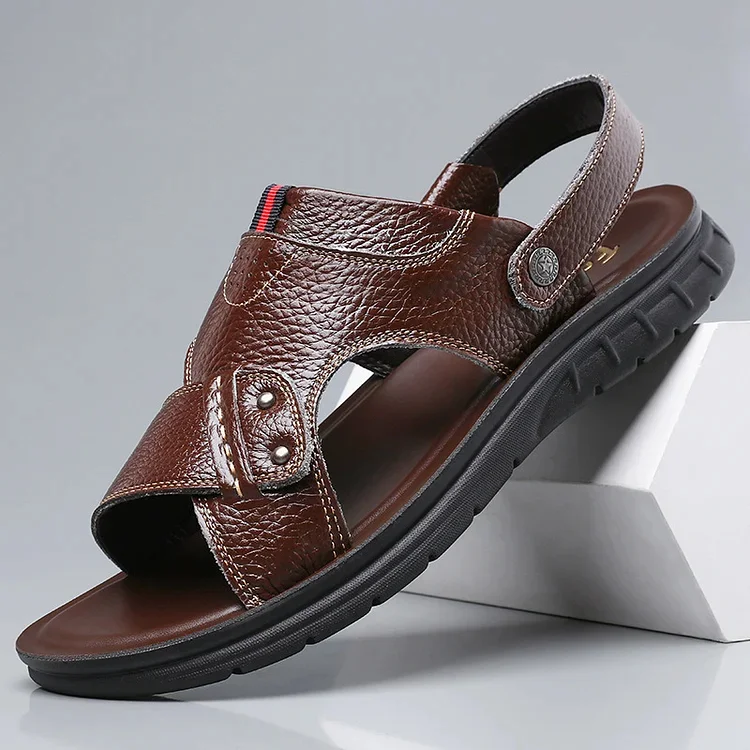 Men's Plus Size Beach Soft Leather Sandals