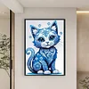 Blue Cat-11CT Stamped Cross Stitch 40*60cm/15.75*23.62in(Big Size)