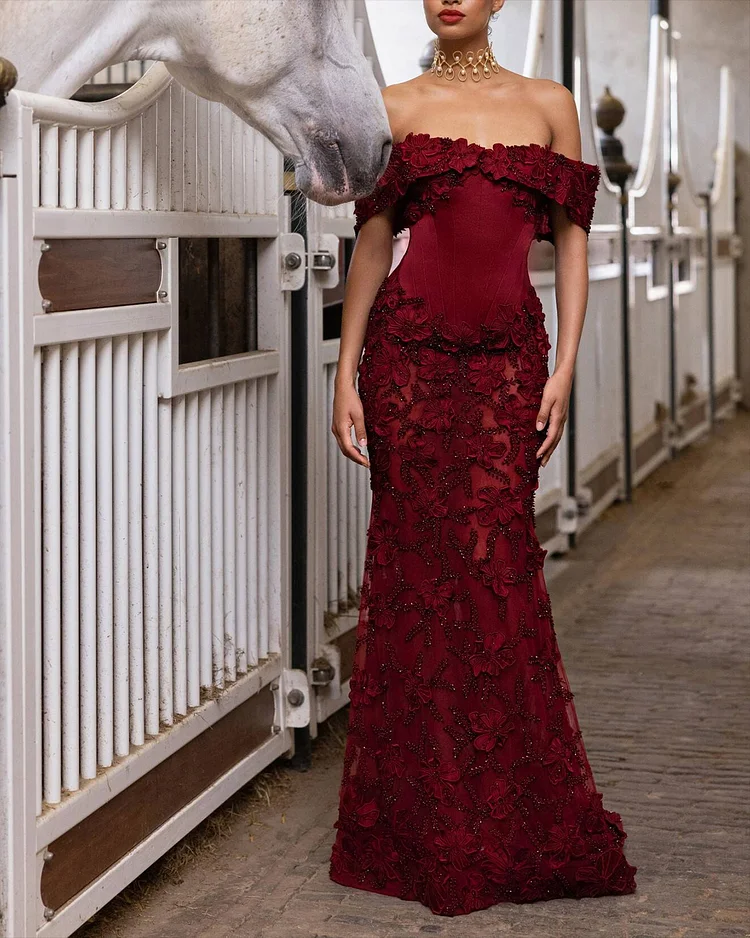 Women's Off-shoulder Red Dress