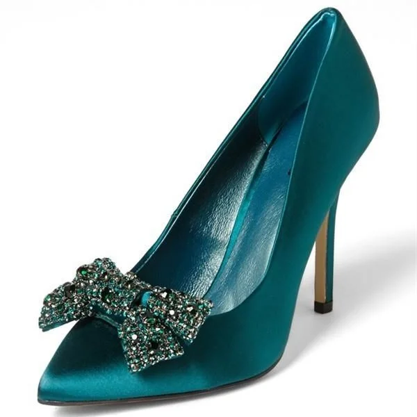 Teal store satin heels