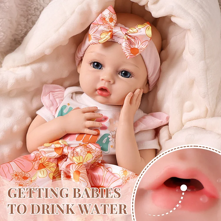 [Wet and Drink System]Babeside Phoebe 16" Realistic Silicone Smiling Baby Little Infant Girl