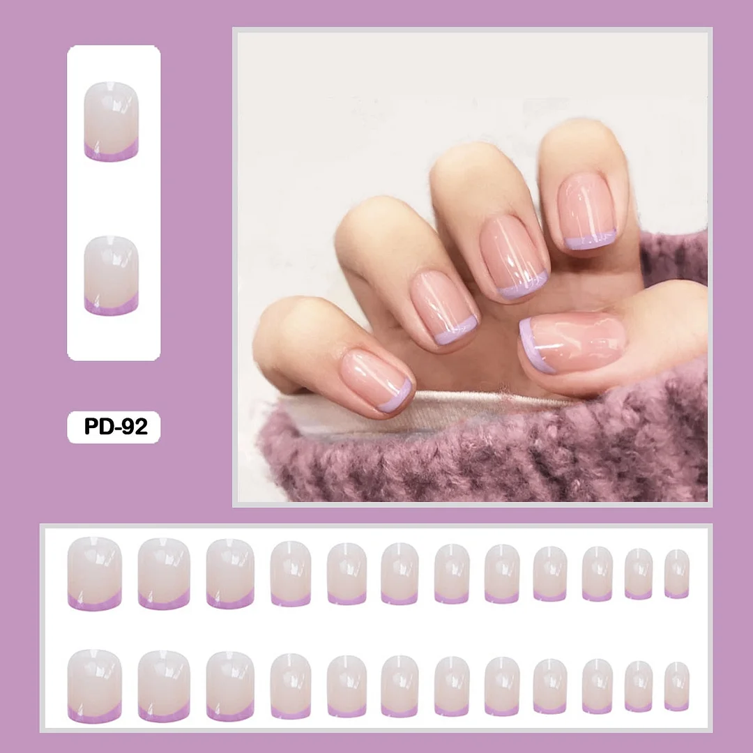 French Mordern stylish Elegant Gold Sliver Edge Line Wearable False Nails-Nail Inspo