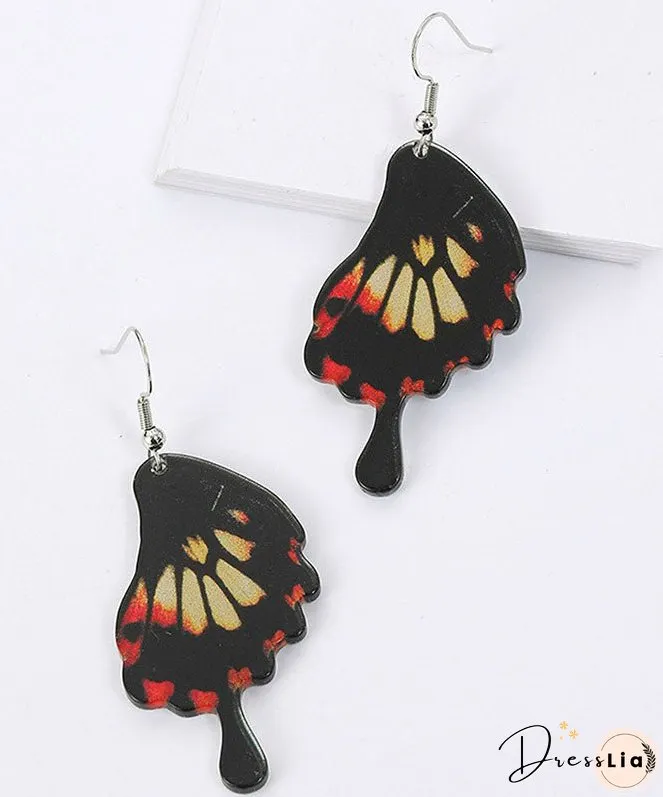 Modern Black Butterfly Wing Shape Acrylic Drop Earrings