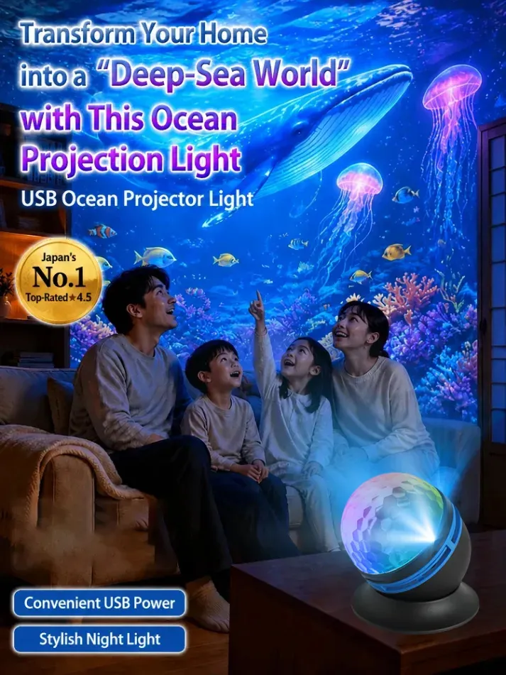 Topacme&trade; Deep Sea & Star Hologram Projector | Large-sphere projection & 4K immersive visuals. Instantly soothe your night!