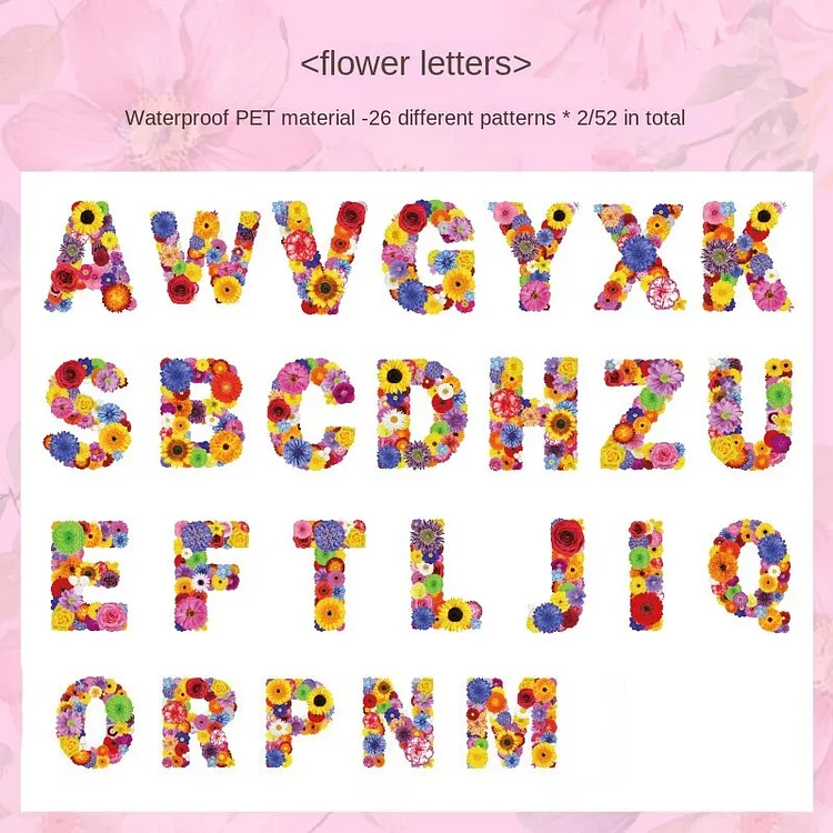 Journalsay 52 Sheets Blossoming Forest Series Vintage Flower Letter PET Sticker