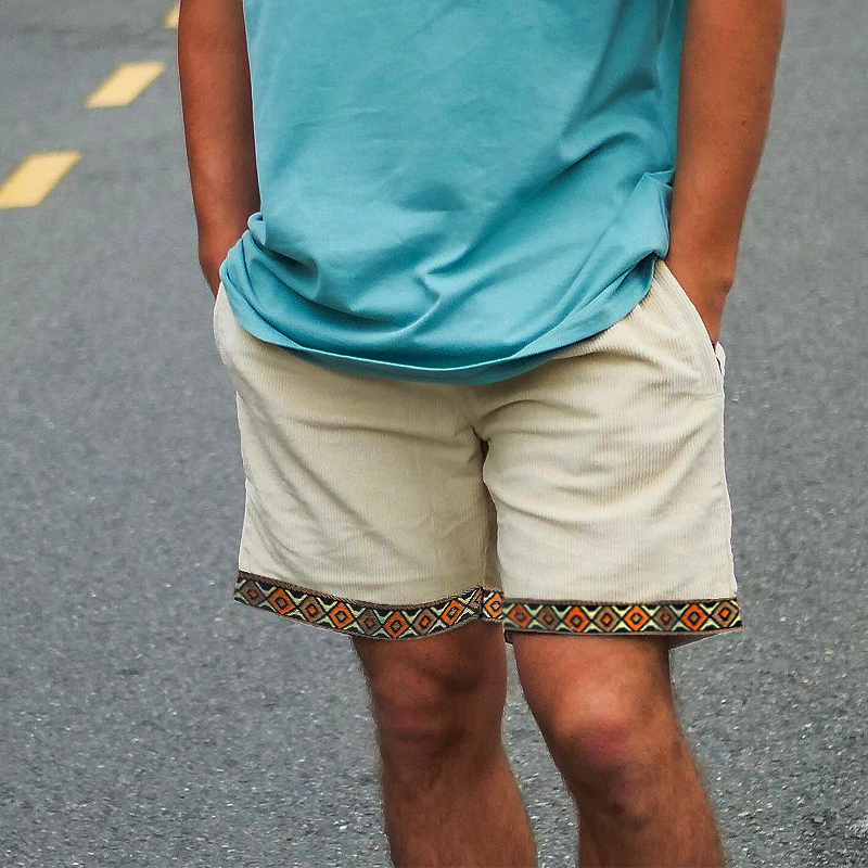Vintage Brogue Corduroy Beach Shorts