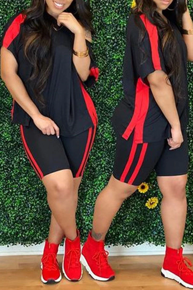 Casual Sportswear Solid Split Joint O Neck Short Sleeve Two Pieces