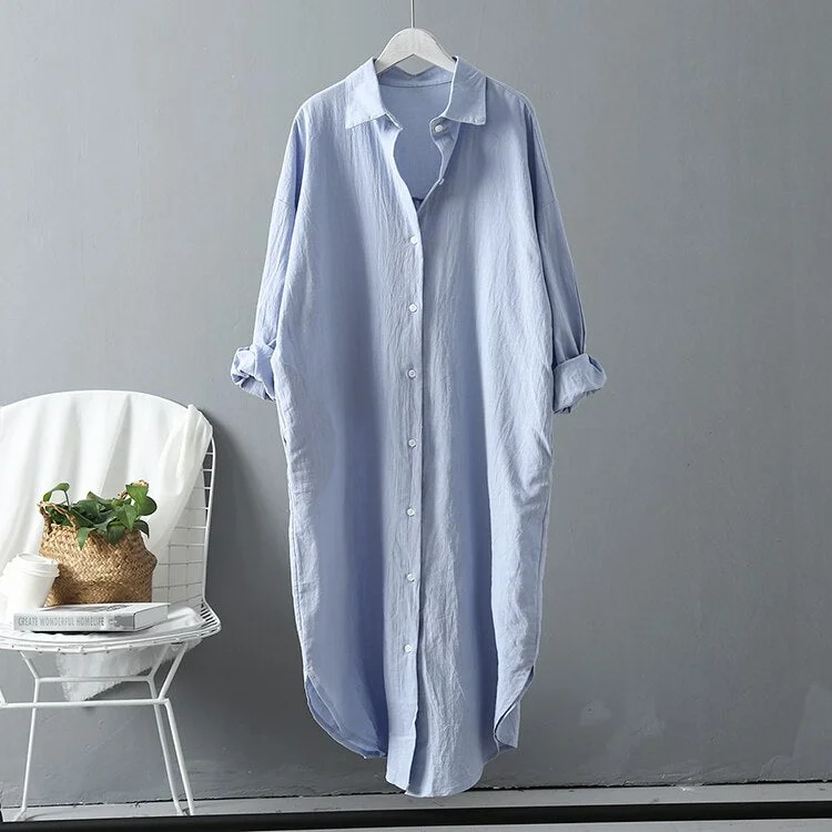 Long Shirt Dress Woman Summer Loose Dresses Korean Style Fashion Clothing Botton Down Ladies Spring Oversized Tops