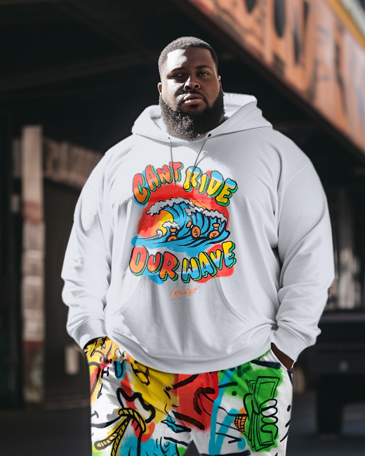 Men's Plus Size Personalized Printed Two Piece Sweatshirt