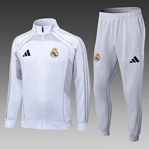 2025/2026 Real Madrid Long Zipped Jacket White-Gray Football Shirt Set