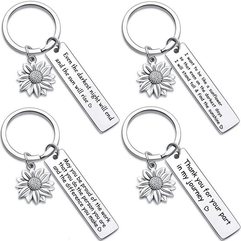 Minimalist Sunflower Letter Metal Men's Bag Pendant Memorial Keychains