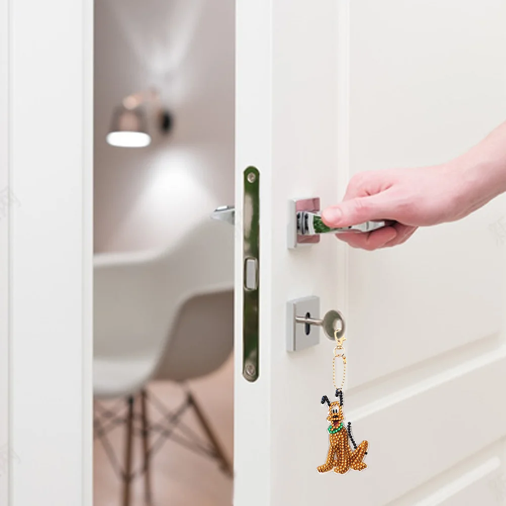 5pcs Mosaic Diamond Painting Keychain 5D DIY Rhinestone Keyring Kit(Double Sided)