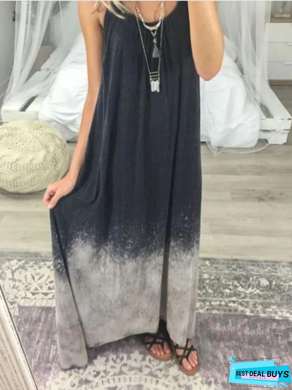 Women's Dress Summer Fashion Tie Dye Long Dress Summer