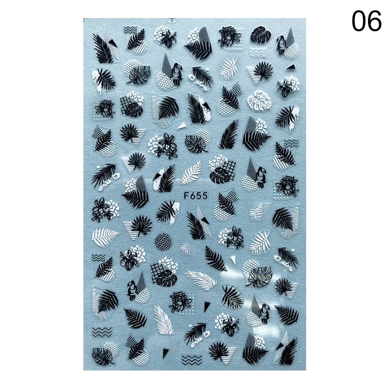 1PC Succulent Plants Flower 3D Nail Sticker Spring Floral Leaves Adhesive Transfer Decals Slider DIY Nail Art Decoration-Nail Inspo