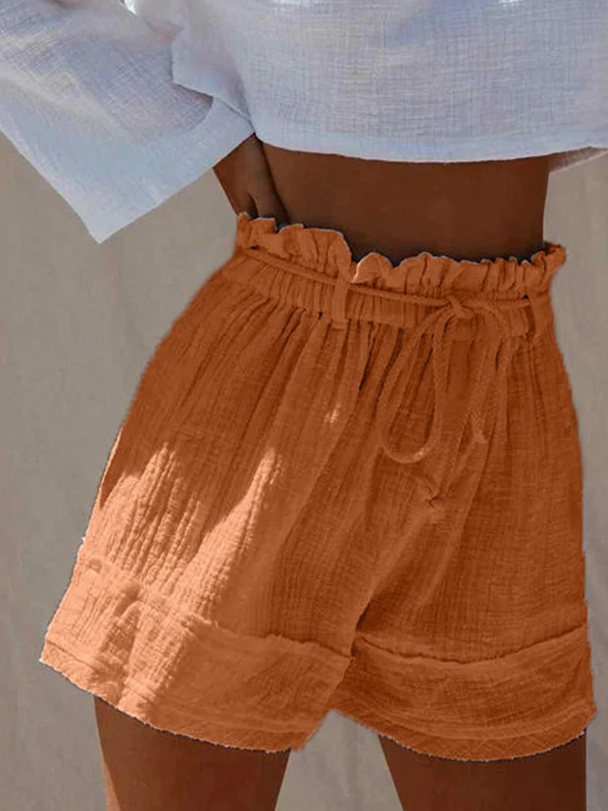 Rotimia Casual High Waist Self-tie Short Pants