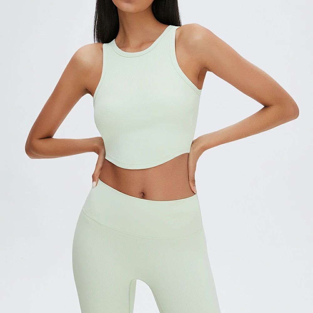 Mint Green ribbed sports bra tank at Hergymclothing sportswear online shop