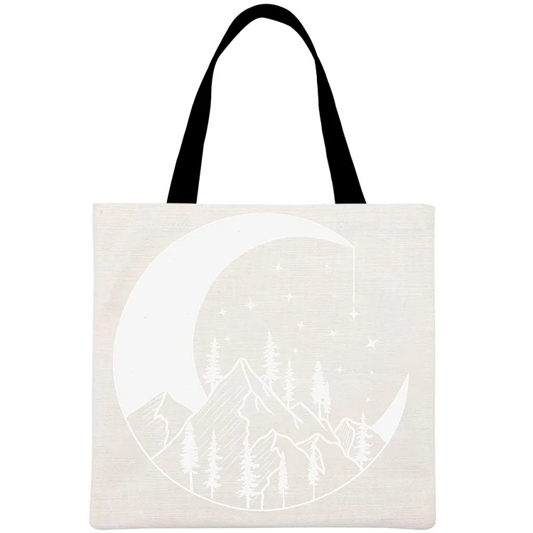 Mountain Moon Nature Camping Printed Linen Bag-Annaletters