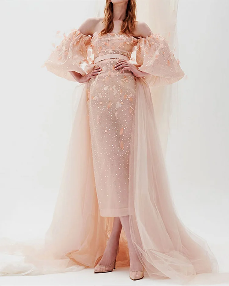 Women's Off-shoulder Mesh Sequin Dress