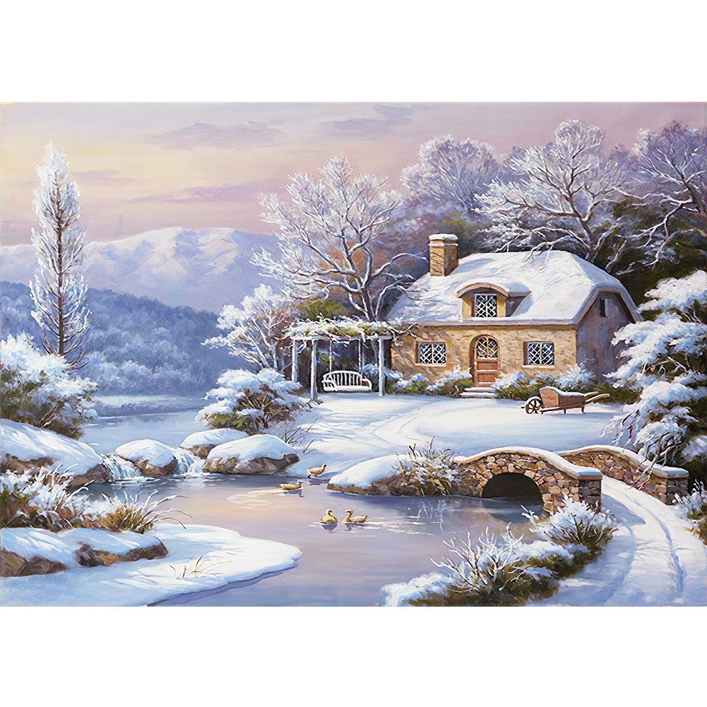 

Snow View Cottage - Round Drill Diamond Painting - 40*30CM, 501 Original