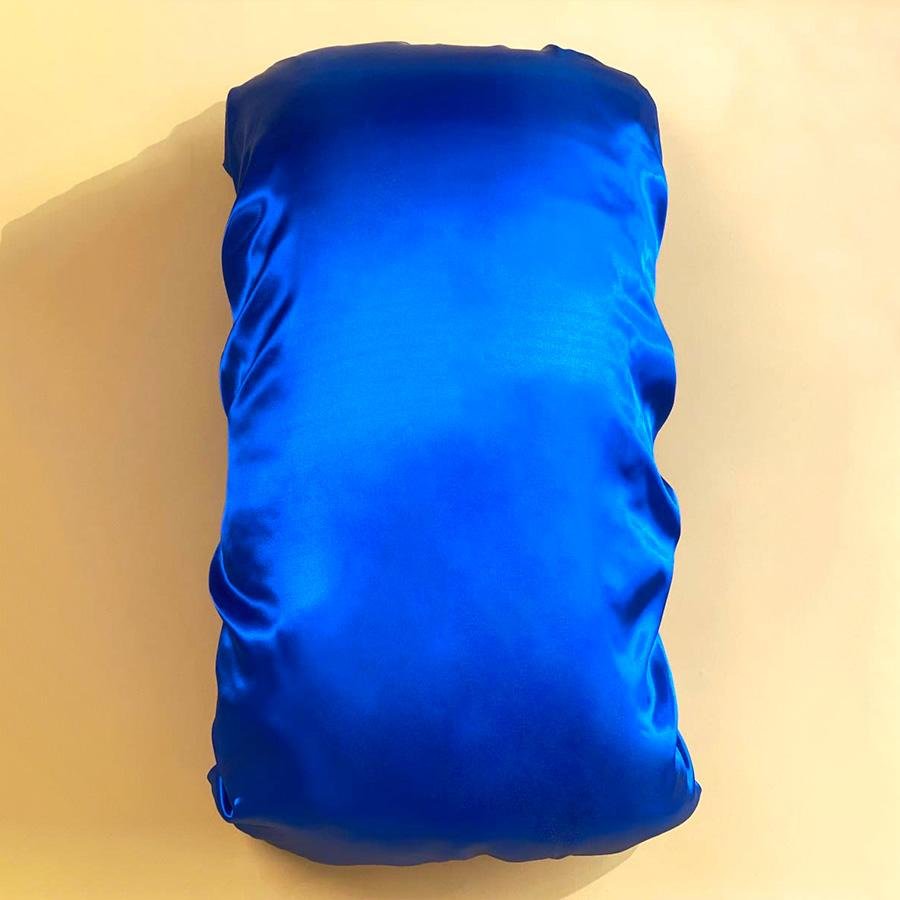 Reversible Dual Layer Satin Pillow Bonnet-Blue(Silver)