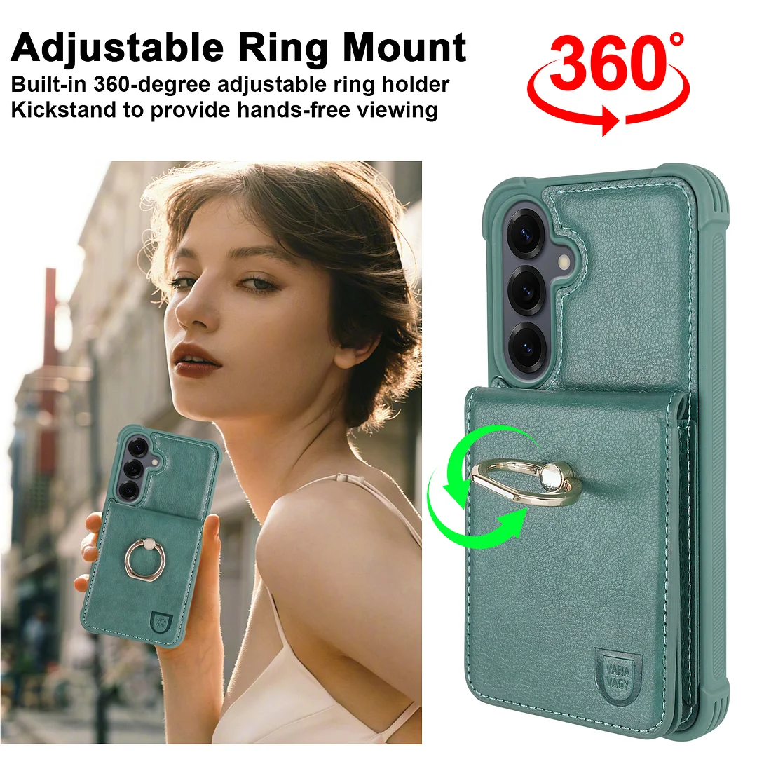 VANAVAGY Wallet Case Compatible for Galaxy S25 5G with Credit Card Holder and Coin Pocket