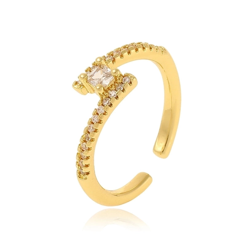 Minimalist Irregular Solid Color Copper Plating Inlay Zircon Open Rings