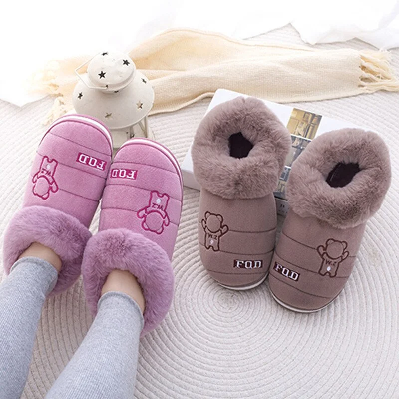 Qengg MCCKLE Women Slippers Women's Plush Home Winter Warm Shoes Ladies Soft Non-Slip Indoors Bedroom Floor Flats Female Slipper 2021