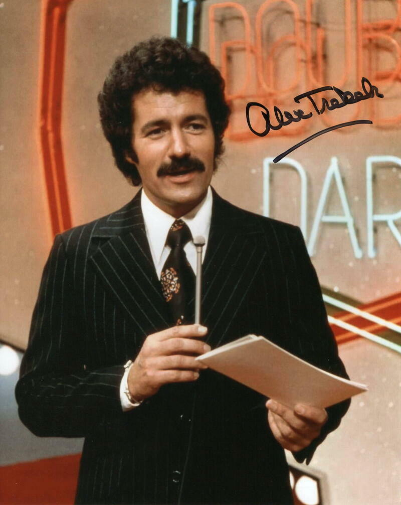 ALEX TREBEK SIGNED AUTOGRAPH 8X10 Photo Poster painting - RARE VINTAGE IMAGE OF JEOPARDY! HOST