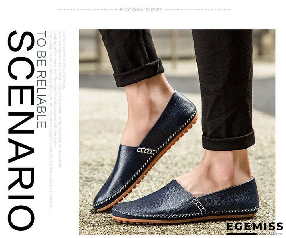 Men Non-slip Fashion Slip On Genuine Leather Flats Moccasins Loafers Shoes | EGEMISS